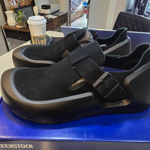 Birkenstock Reykjavik Antique Black Nubuck Leather Mens US 10 Mule Clog Slide - Picture 1 of 16